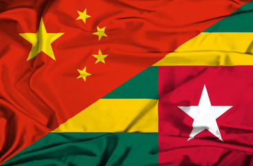 Waving flag of Togo and China