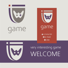 Gaming console controller vector logo. Buziness card, banner.
