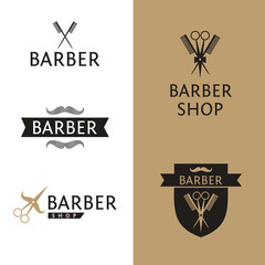 Vector heraldic logo for a hairdressing salon. Set logo for
