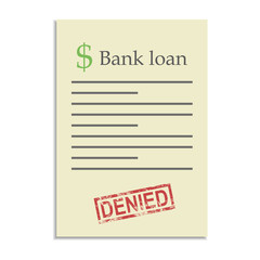 Bank loan document with denied stamp