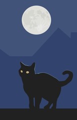 Black Cat & Full Moon
