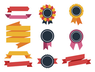 Collection of labels and ribbons in retro vintage style.