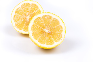 Fototapeta na wymiar Lemon slice on a white background