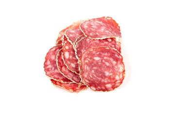 Slices of salami sausage