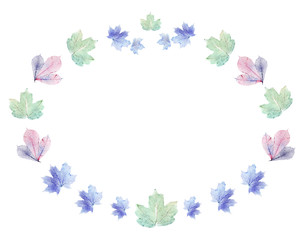 Delicate colored leaves shaped as frame with space for your