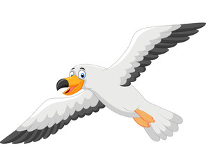 Naklejka premium Cartoon smiling seagull