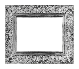 antique gray frame isolated on white background, clipping path