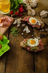 Smoked ham sandwich, rustic bread