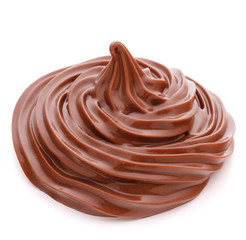 Chocolate cream swirl isolated on white background cutout