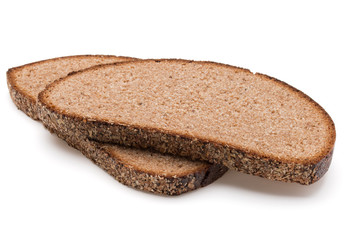 Slice of fresh rye bread isolated on white background cutout