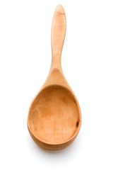 Carving wooden spoon isolated on white background cutout