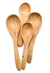 Carving wooden spoon isolated on white background cutout