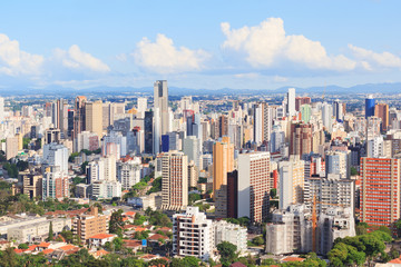 Fototapeta na wymiar City center, buildings, hotels, Curitiba, Parana, Brazil