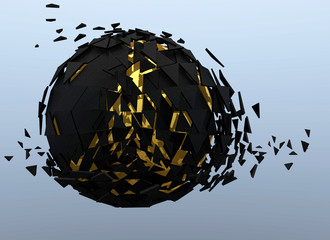 Sphere Shattered Abstract 3d isolated on background