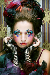 lady with artistic make-up.Doll style.