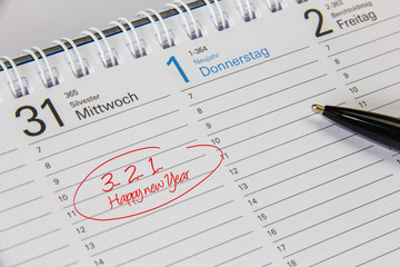Kalender mit Notiz Silvester