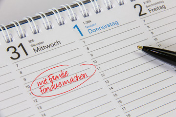 Kalender mit Notiz Silvester