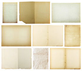 set of old paper isolated on white background , with clipping pa