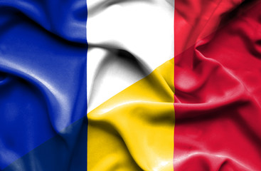 Waving flag of Chad and France