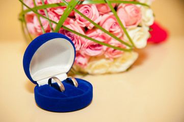 wedding rings in the blue box