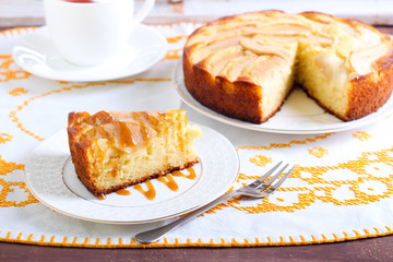 Slice of pear cake