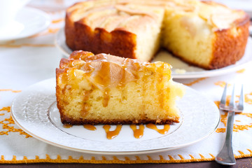 Slice of pear cake