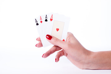 Playing cards in hand