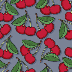 Red cherries seamless pattern.
