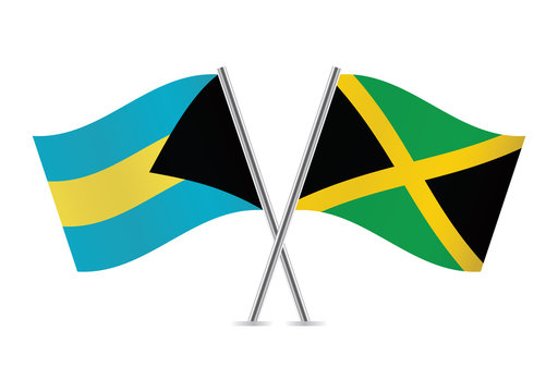 Bahamas and Jamaican flags. Vector illustration.