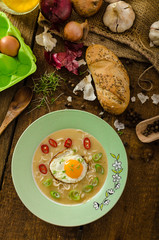 Hhomemade potato, bulls-eye fried egg