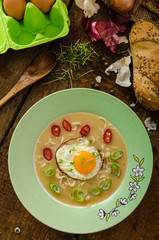 Hhomemade potato, bulls-eye fried egg