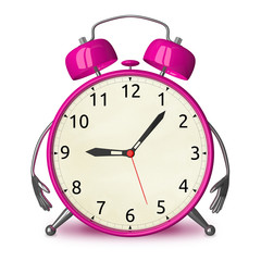 Pink alarm clock character