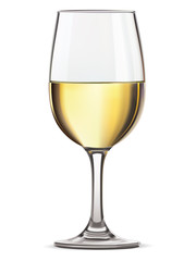 Glass of white wine, isolated. Vector illustration