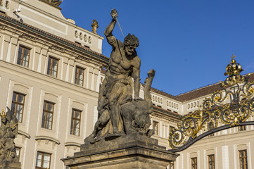 Fototapeta na wymiar Sculpture above Entry to Royal Palace
