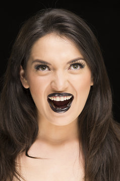 Beautiful Young Woman Wearing Goth Makeup