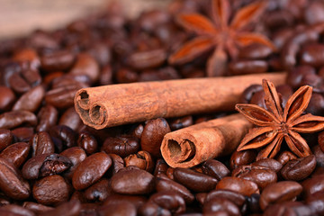 Coffee beans and spices