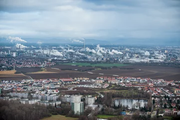 Deurstickers Ludwigshafen Pfalz Rhein aus der Luft  © Schepers_Photography