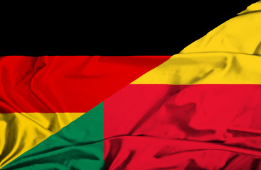 Waving flag of Benin and  Germany
