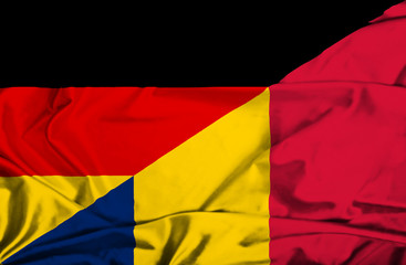 Waving flag of Chad and Germany