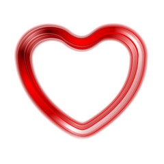 Red glow heart on white background