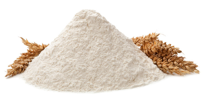Flour and ears isolated on white background