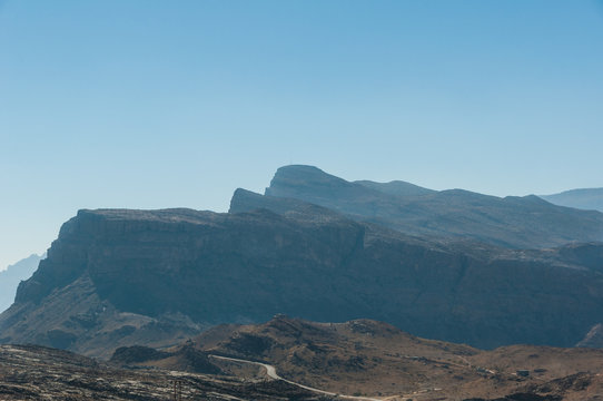 View of a valley next to Jebel Shams mountain, Oman
