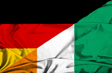 Waving flag of Ivory Coast and Germany