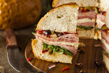 Cajun Muffaletta Sandwich with Meat and Cheese