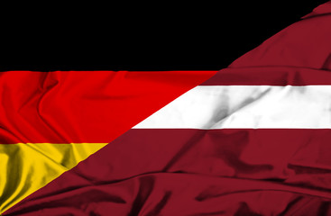 Waving flag of Latvia and Germany