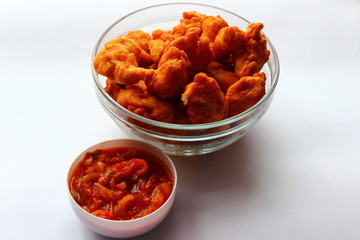 fish in dough and salad letcho