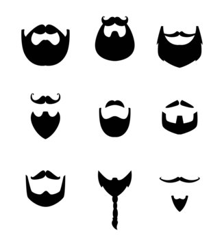 Set of beard silhouettes