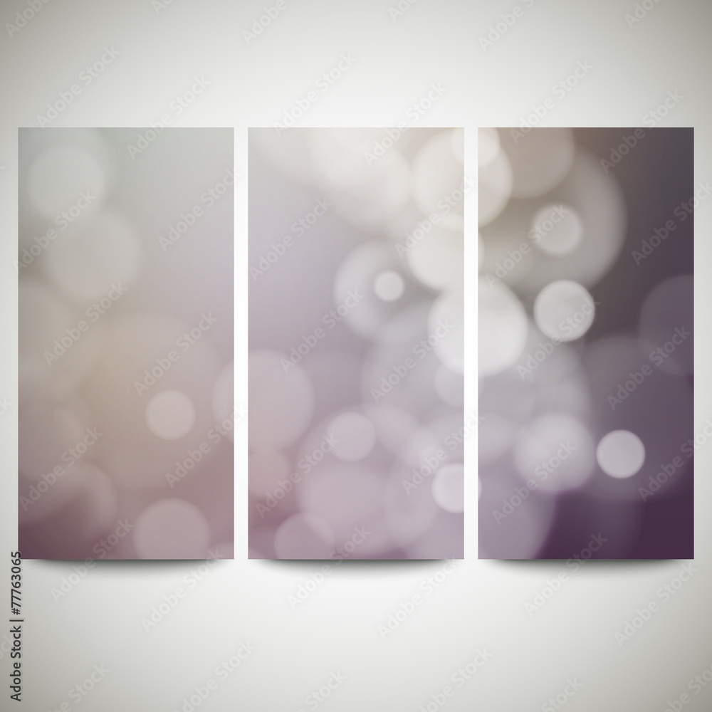 Aufkleber blurry backgrounds set with bokeh effect. abstract banners set