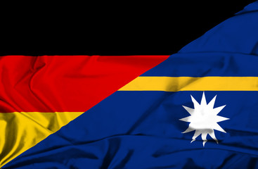 Waving flag of Nauru and Germany