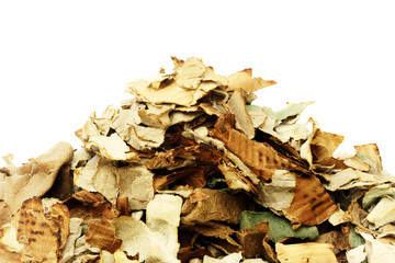 Waste cardboard for recycling on white background